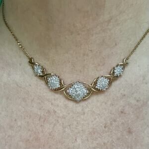 Vintage 1980 Diamond 10k Gold Necklace